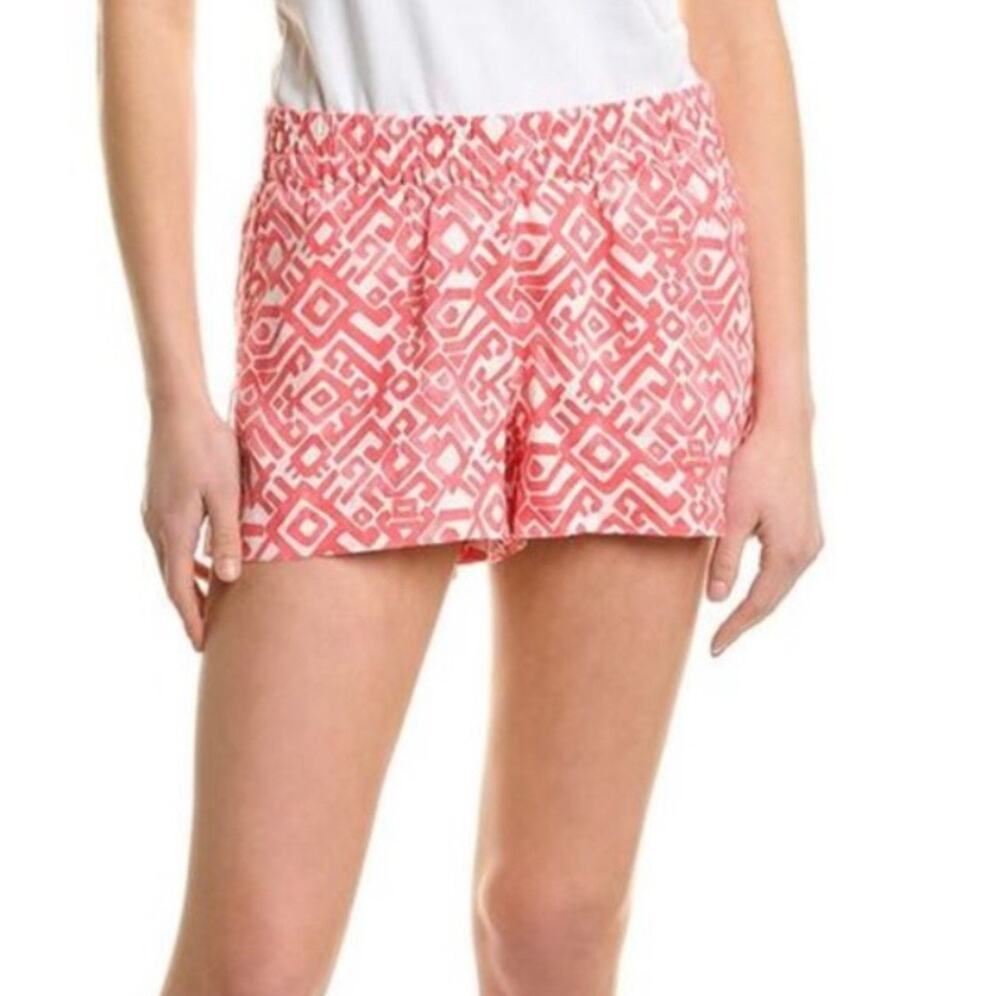 HiHo Women’s coral pink geometric Aztec linen shorts w pockets, Size XL